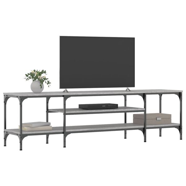 vidaXL Mueble TV hierro y madera contrachapada gris Sonoma 161x35x45cm
