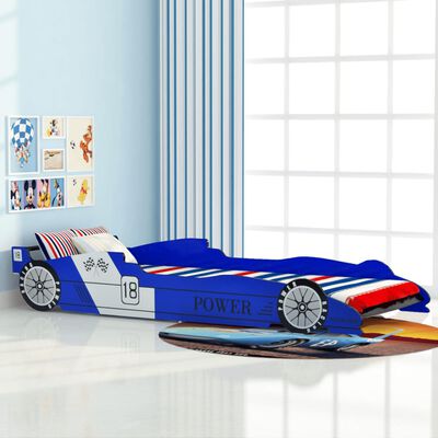 vidaXL Cama con forma de coche de carreras para niños azul 90x200 cm