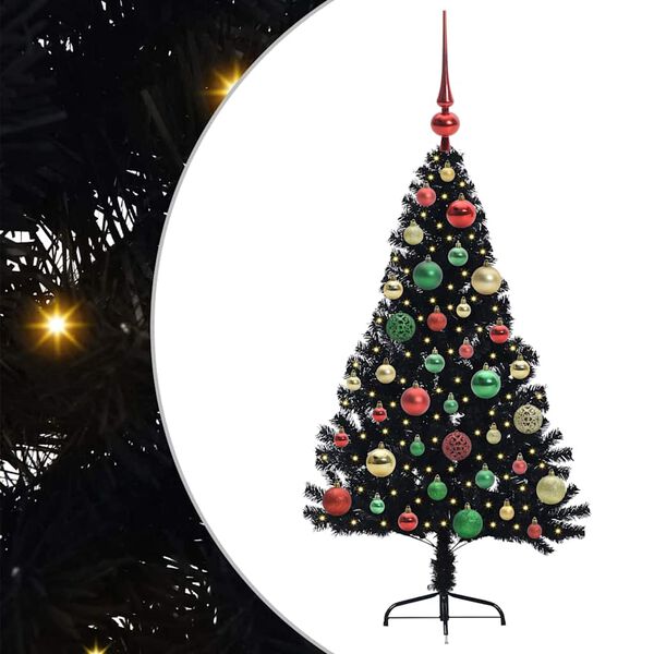 vidaXL Árbol de Navidad Artificial Preiluminado Negro 120 cm PVC