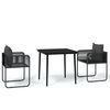 vidaXL Juego de comedor para jard&iacute;n 3 piezas negro