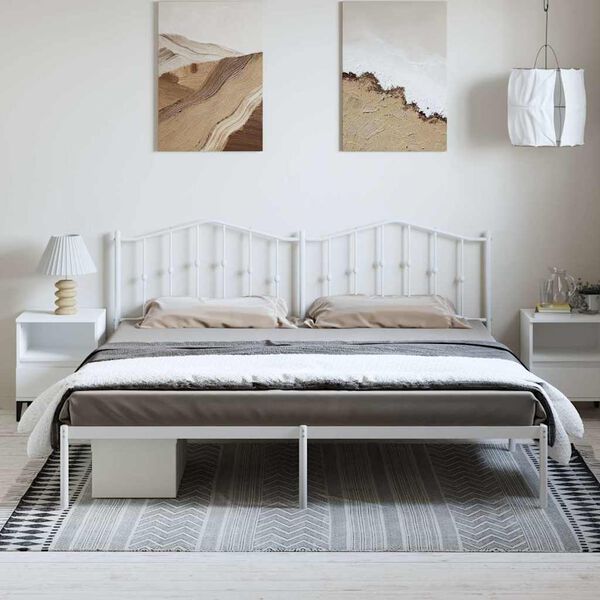 vidaXL Estructura cama sin colch&oacute;n con cabecero metal blanco 183x213cm