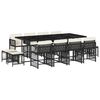 vidaXL Set comedor de jard&iacute;n con cojines 13 pzas rat&aacute;n sint&eacute;tico negro
