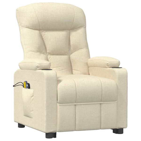 vidaXL Sillón de masaje elevable tela color crema