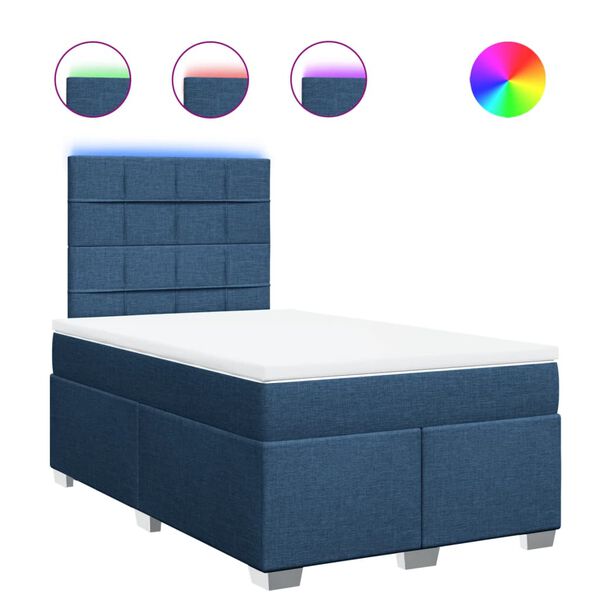 vidaXL Cama box spring con colch&oacute;n tela azul 120x190 cm
