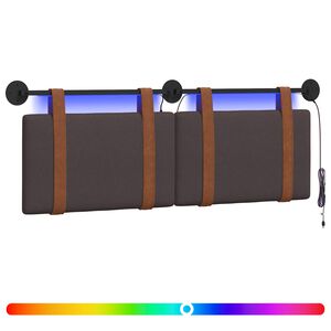 vidaXL Cabecero colgante Con luz LED Marr&oacute;n Oscuro PU antiguo