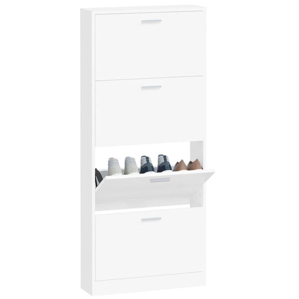 vidaXL Mueble zapatero madera contrachapada blanco 59x17x150 cm