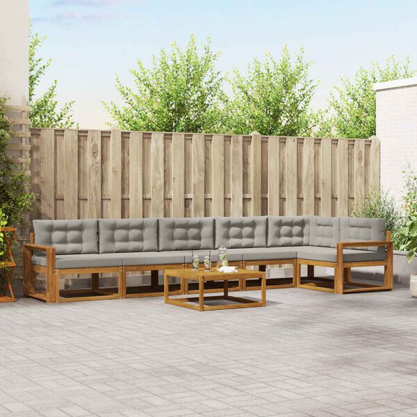 vidaXL Conjunto de sof&aacute;s de exterior 7 pcs Gris Natural y Claro