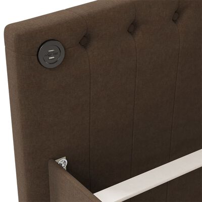 vidaXL Sofá cama con colchón USB de tela marrón oscuro 90x200 cm