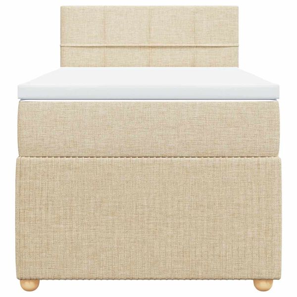 vidaXL Cama box spring con colch&oacute;n tela color crema 90x190 cm