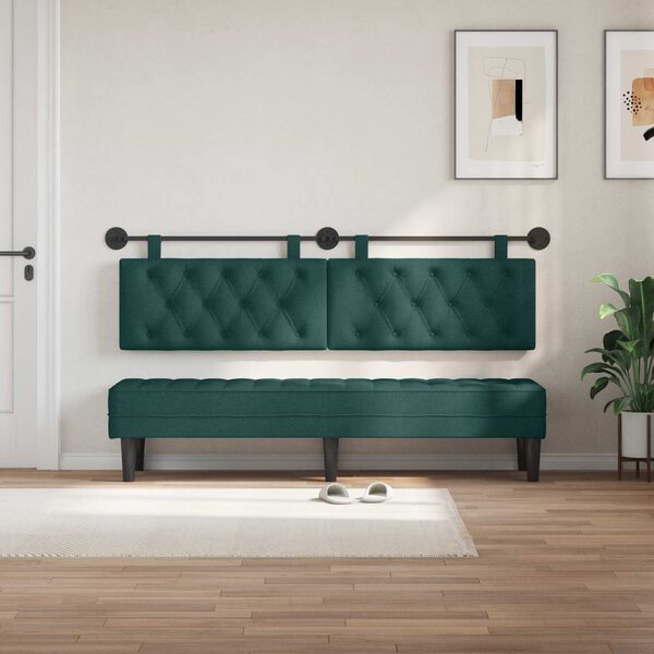 vidaXL Cabecera Colgante Verde oscuro 190 x 55 x 7 cm tela