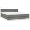 vidaXL Cama box spring con colch&oacute;n tela gris oscuro 160x200 cm