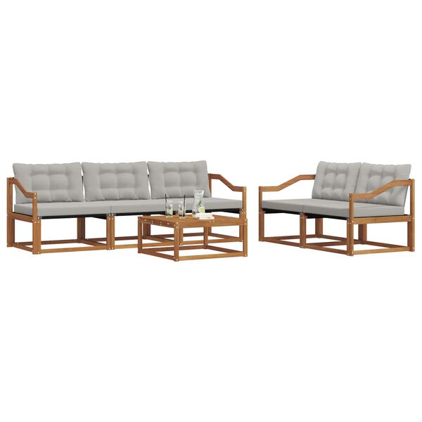 vidaXL Conjunto de sof&aacute;s de exterior 6 pcs Gris Natural y Claro