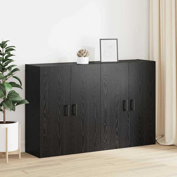 vidaXL Armario de pared 2 pcs Roble Negro 69,5 x 34 x 90 cm