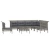 vidaXL Set de muebles de jard&iacute;n 8 pzas y cojines rat&aacute;n sint&eacute;tico gris