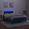 vidaXL Cama box spring colch&oacute;n y LED terciopelo azul oscuro 120x200 cm