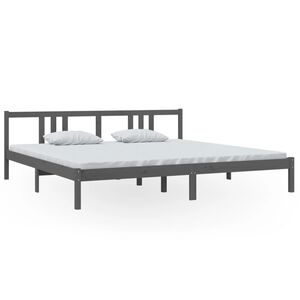 vidaXL Estructura de cama sin colch&oacute;n madera maciza gris 200x200 cm
