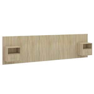 vidaXL Cabecero de cama con mesitas madera contrachapada roble Sonoma