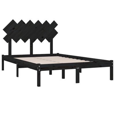 vidaXL Estructura cama doble pequeña madera maciza negro 120x190 cm