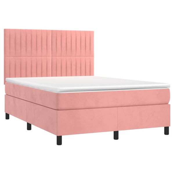 vidaXL Cama box spring con colch&oacute;n terciopelo rosa 140x200 cm