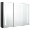 vidaXL Armario de baño con espejo LED negro brillante 89x14x62 cm