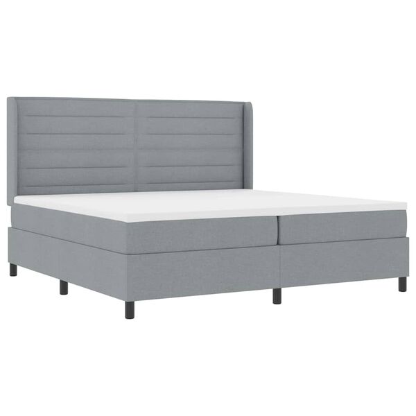 vidaXL Cama Box Spring LED con colch&oacute;n Gris Claro 200 x 200 cm tela