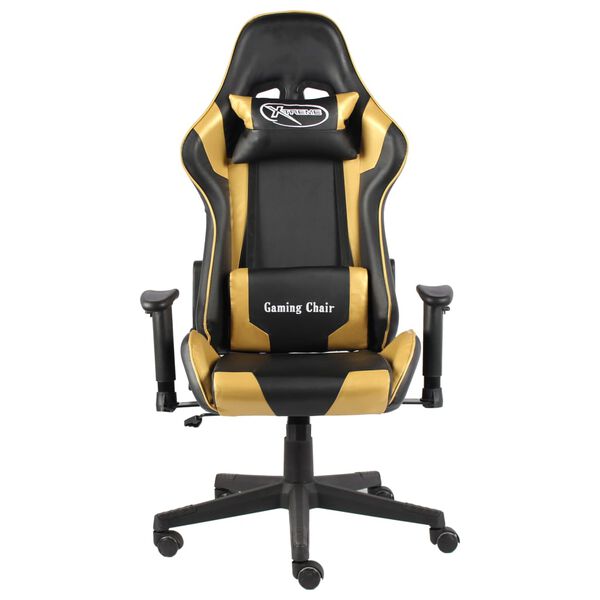 vidaXL Silla gaming giratoria PVC dorado