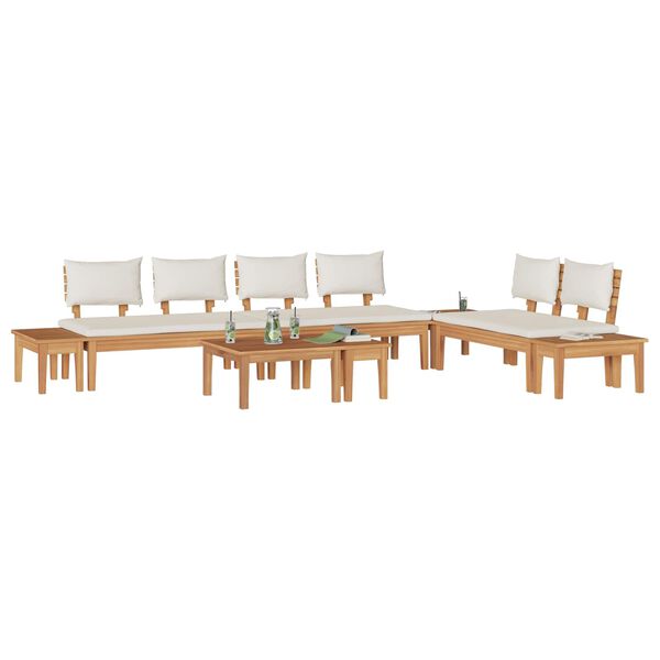 vidaXL Conjunto de sof&aacute;s de jard&iacute;n 5 pcs Marr&oacute;n y crema