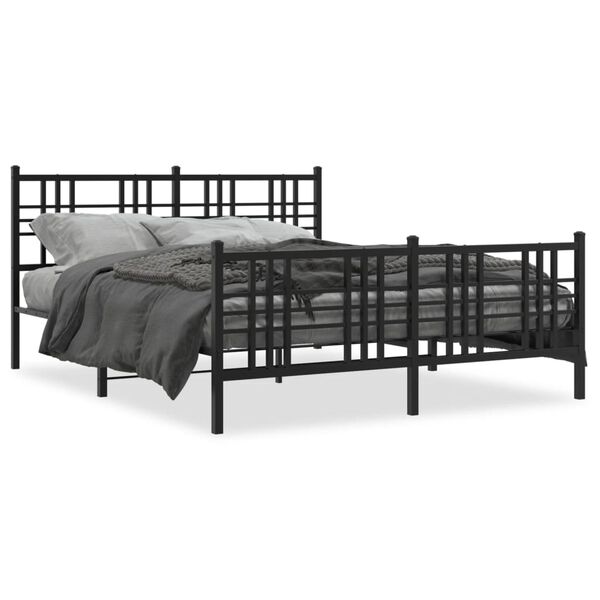 vidaXL Estructura cama sin colchón con estribo metal negro 150x200 cm