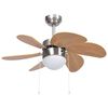 vidaXL Ventilador de techo con l&aacute;mpara marr&oacute;n claro 76 cm