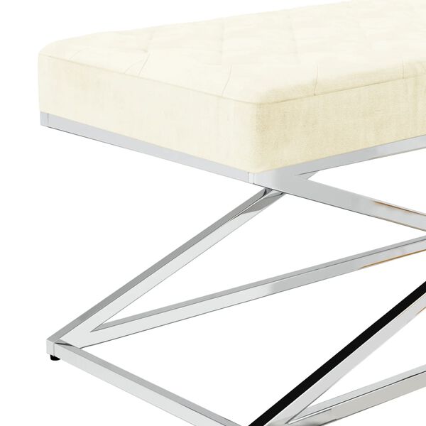 vidaXL Banco de acero inoxidable y terciopelo crema