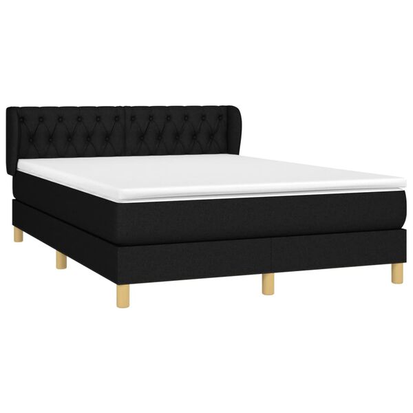 vidaXL Cama box spring con colch&oacute;n tela negro 140x190 cm