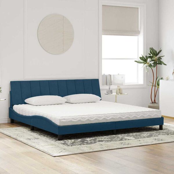 vidaXL Cama con colch&oacute;n Hanko terciopelo azul oscuro 200x200 cm
