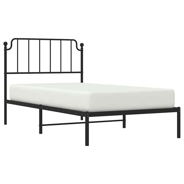 vidaXL Estructura cama sin colch&oacute;n con cabecero metal negro 100x190 cm