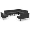 vidaXL Set de muebles de jard&iacute;n 9 pzas cojines rat&aacute;n sint&eacute;tico negro