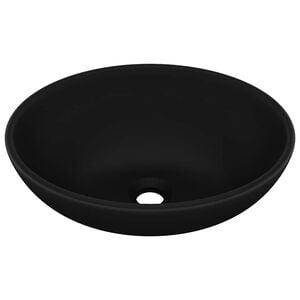 vidaXL Lavabo de lujo ovalado cer&aacute;mica negro mate 40x33 cm