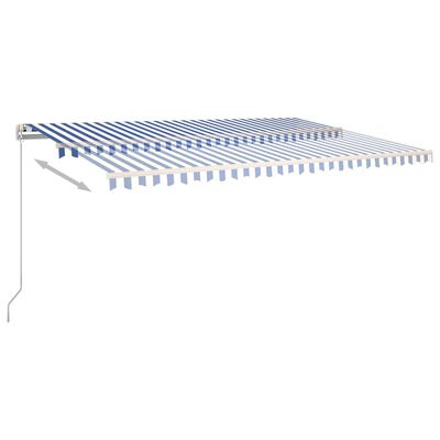 vidaXL Toldo manual retráctil con postes azul y blanco 5x3 m