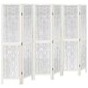 vidaXL Biombo separador de 6 paneles madera maciza Paulownia blanco