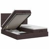 vidaXL Cama otomana con colch&oacute;n con cabecera 2 uds. Marr&oacute;n Oscuro Tela
