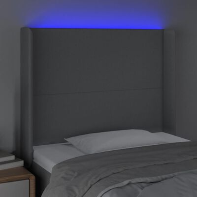 vidaXL Cabecero con LED de tela gris claro 103x16x118/128 cm