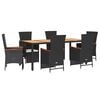 vidaXL Set de comedor de jard&iacute;n 7 pzas y cojines rat&aacute;n sint&eacute;tico negro