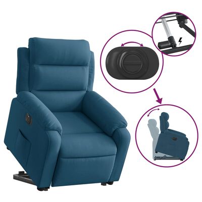 vidaXL Sillón eléctrico reclinable elevable de terciopelo azul