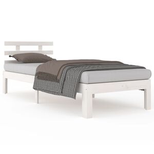 vidaXL Estructura de cama sin colch&oacute;n madera maciza blanco 100x200 cm