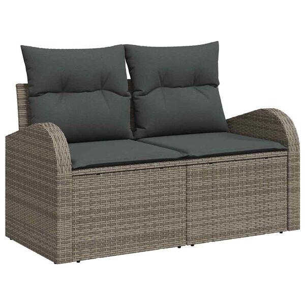 vidaXL Conjunto de sof&aacute; de jard&iacute;n 7 pcs Gris Rattan de Poli&eacute;ster