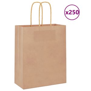 vidaXL Bolsas de papel con asas 250 uds marrón 18x8x22 cm