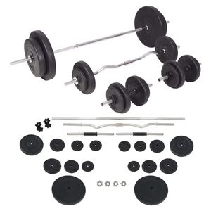 vidaXL Juego de pesas 90 kg barra y mancuernas
