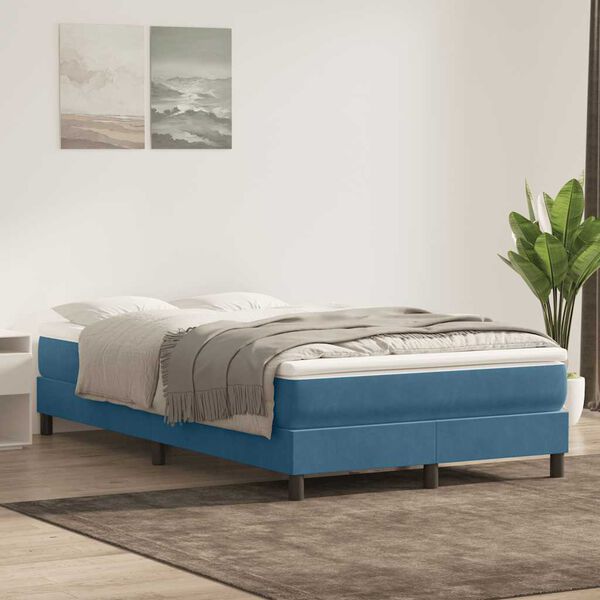 vidaXL Cama box spring sin colch&oacute;n terciopelo azul oscuro 120x210 cm