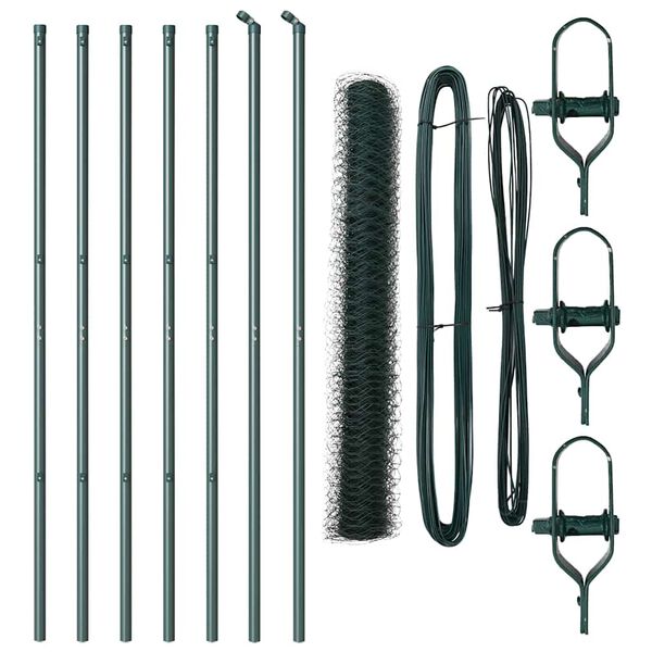 vidaXL Reja con postes Verde 1 x 10 m Acero recubierto de PVC