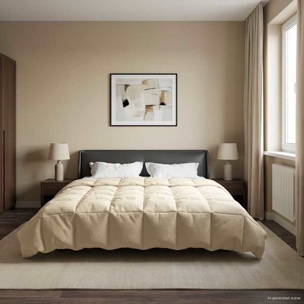 vidaXL Edred&oacute;n de Verano Acolchado Crema 220 x 240 cm Microfibra