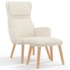 vidaXL Sill&oacute;n de relax con taburete terciopelo blanco crema