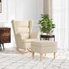 vidaXL Sill&oacute;n mecedora con taburete tela color crema